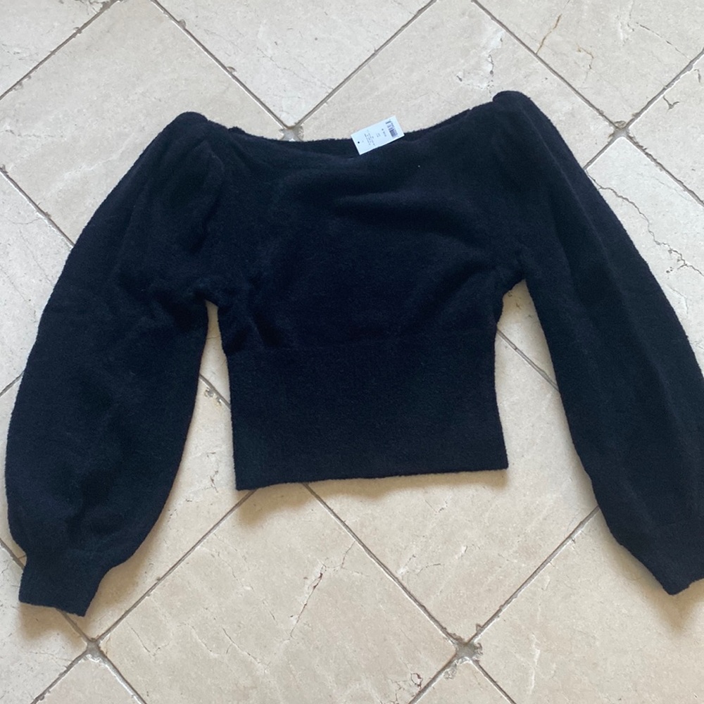 New M size, black, baby alpaca and wool sweater
